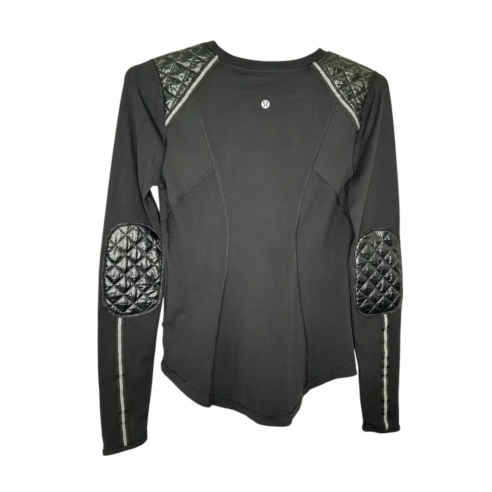 Lululemon Run Ice Queen Black Long Sleeve Quilted Black Shirt Thumb Holes - Picture 2 of 6